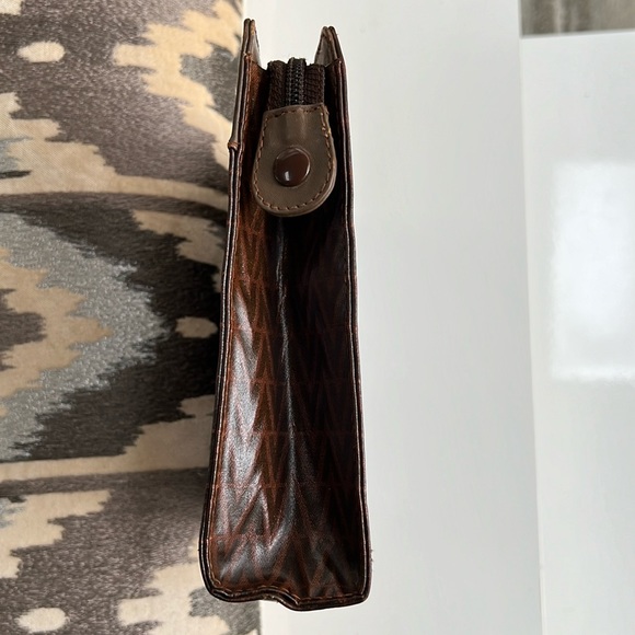 Chocolate brown VALENTINO CLUTCH with leather trim - Picture 7 of 13